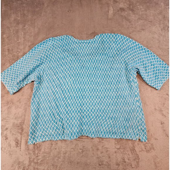 Catherines Cardigan‎ Sweater Women's 4X Teal Lightweight Quatrefoil Short Sleeve - Picture 3 of 7